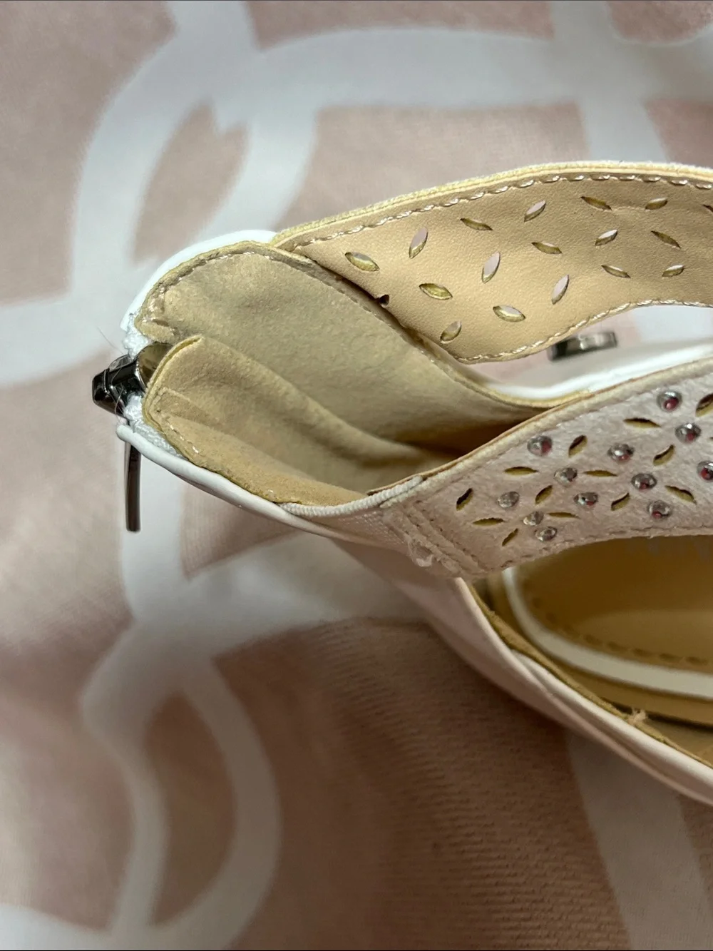 Nine West White Girls' Laser-Cut Ankle-Strap Ballet Flats